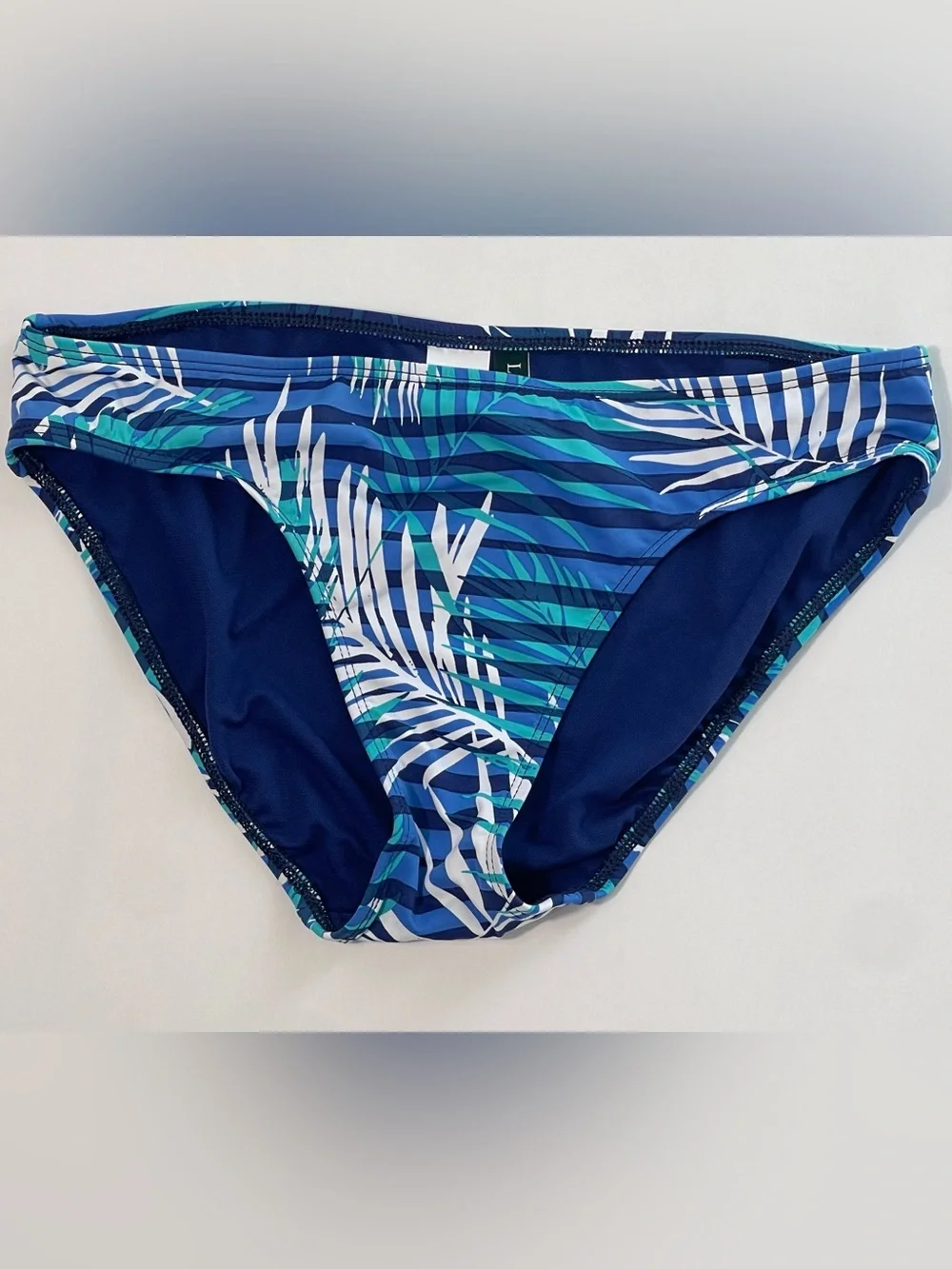 Ralph Lauren Women’s Blue & White Tropical Leaf Bikini Bottom Size 6 NWOT